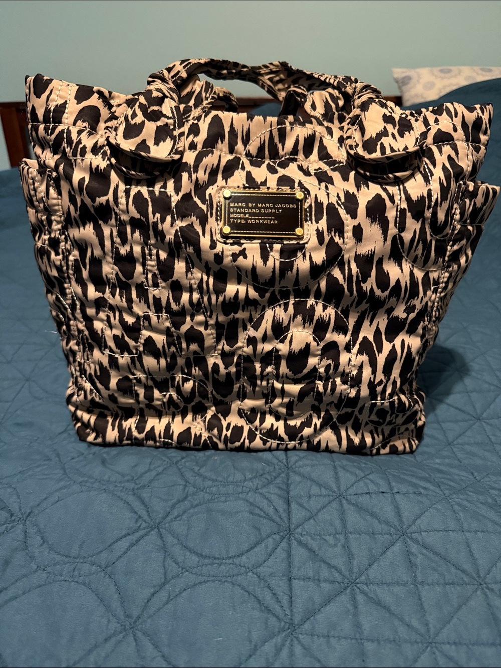 Marc by Marc Jacobs Black and Cream Leopard Print Tote
